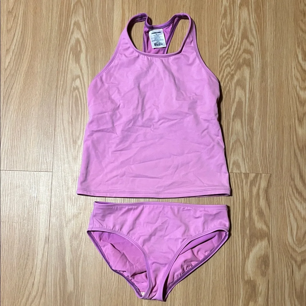 Lands' End Kids Faded Purple/Pink Swim Tankini Set, size girls 12